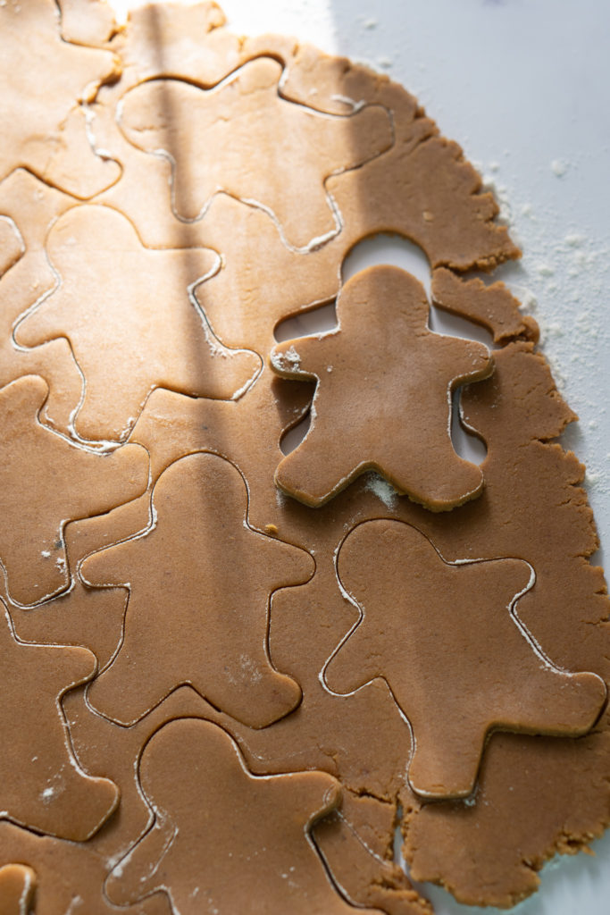 Gingerbread Cookies Being Cut