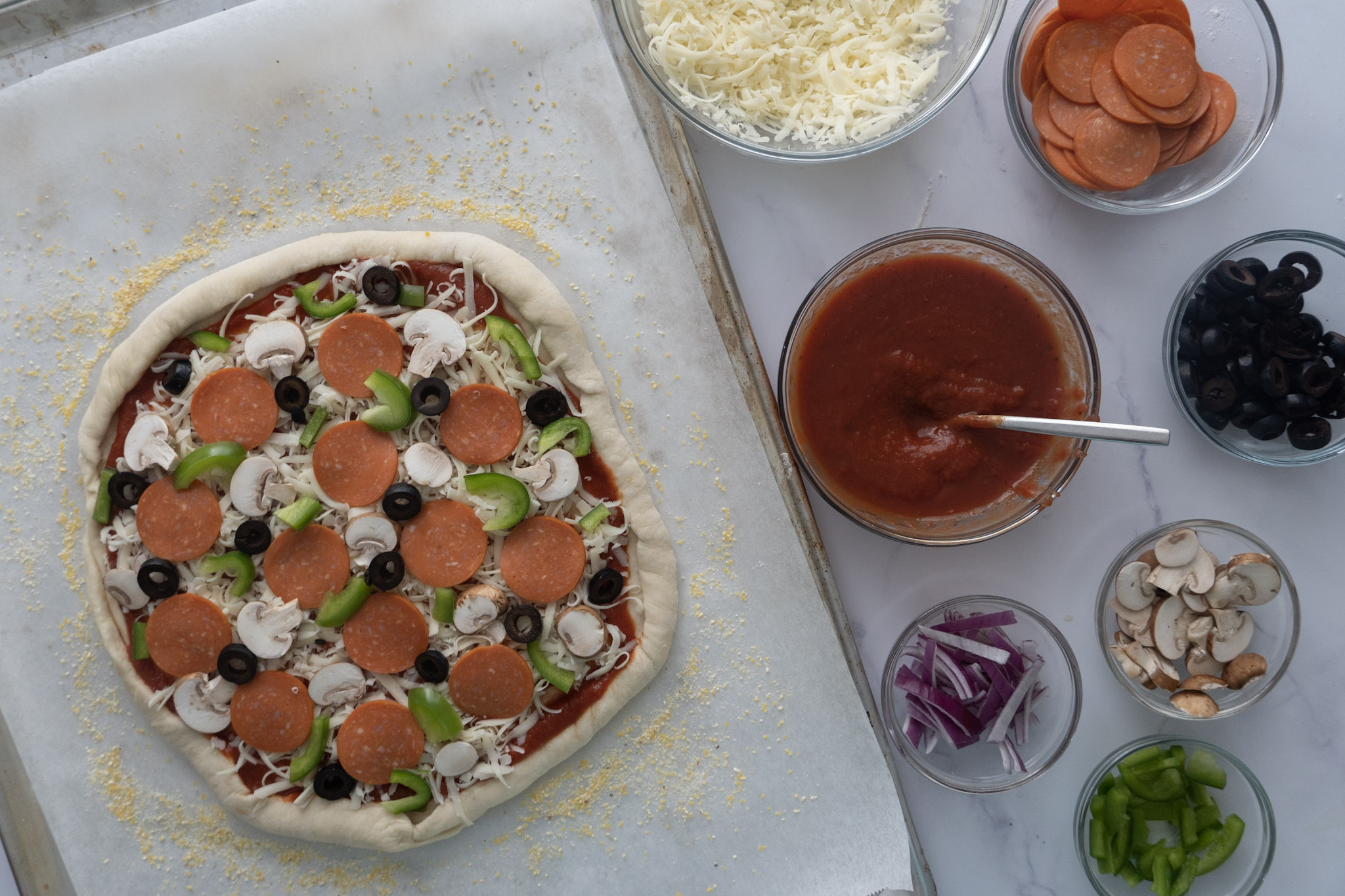 Pizza Assembled Before Cooking