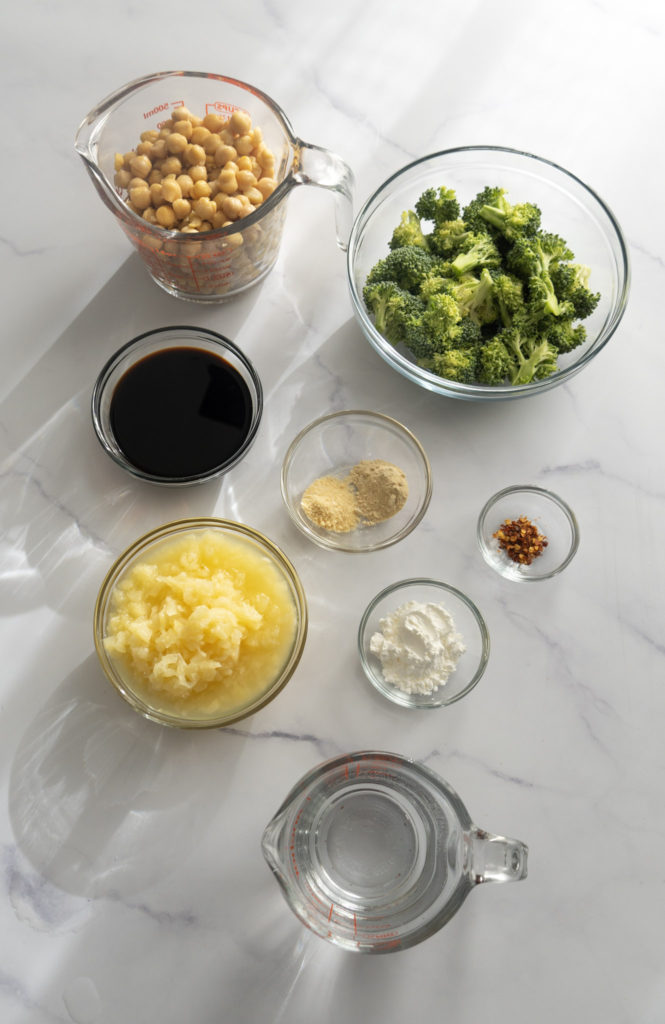 Vegan chickpea teriyaki ingredients