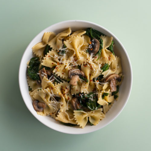 Spinach Mushroom Parmesan Pasta