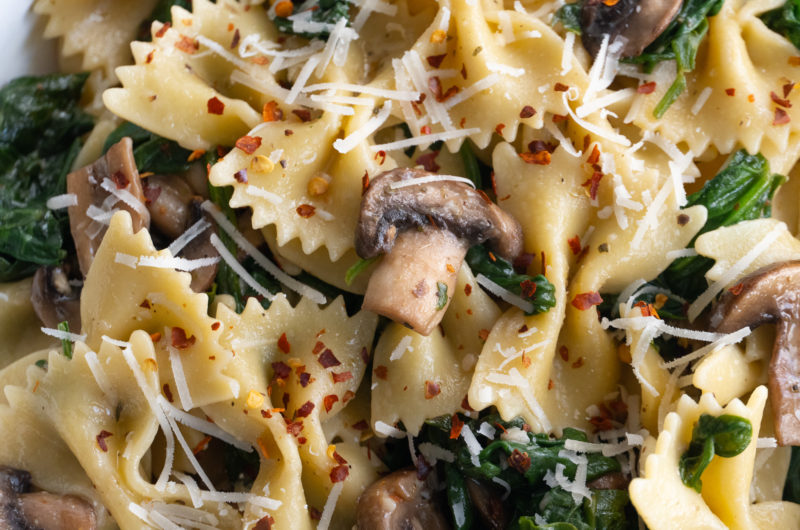 Spinach Mushroom Parmesan Pasta