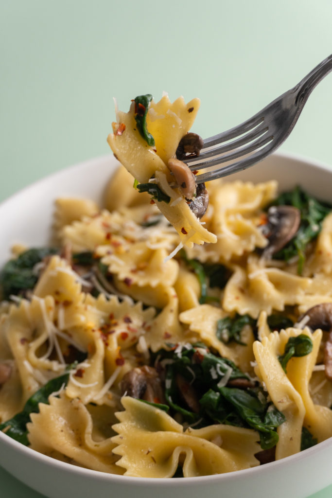 Spinach Mushroom Parmesan Pasta