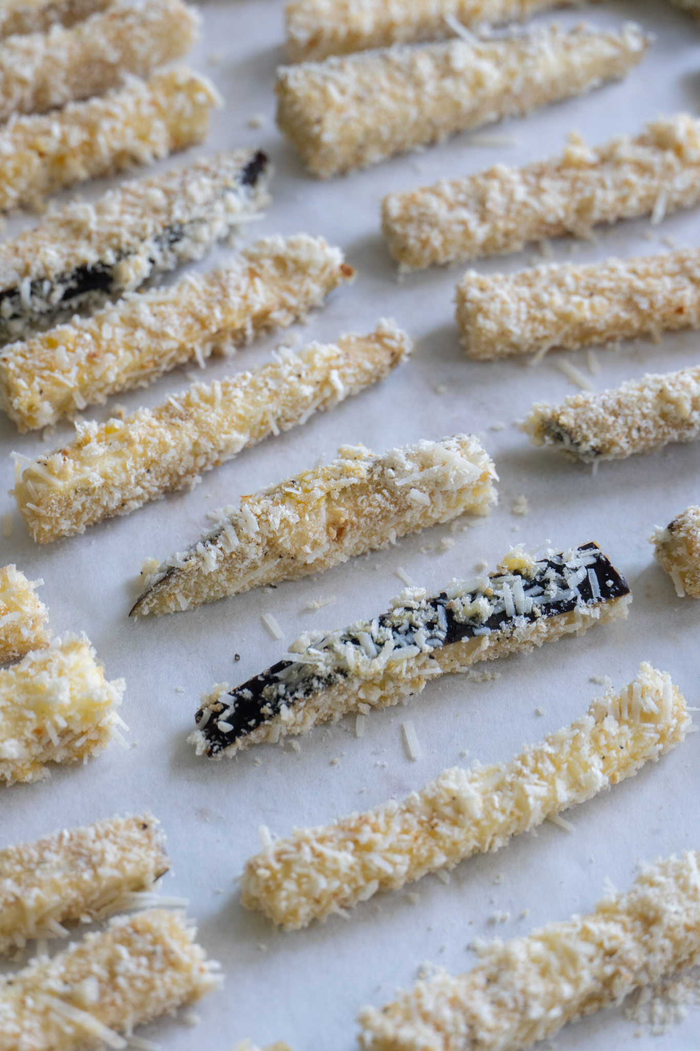 Eggplant Fries Before Baking
