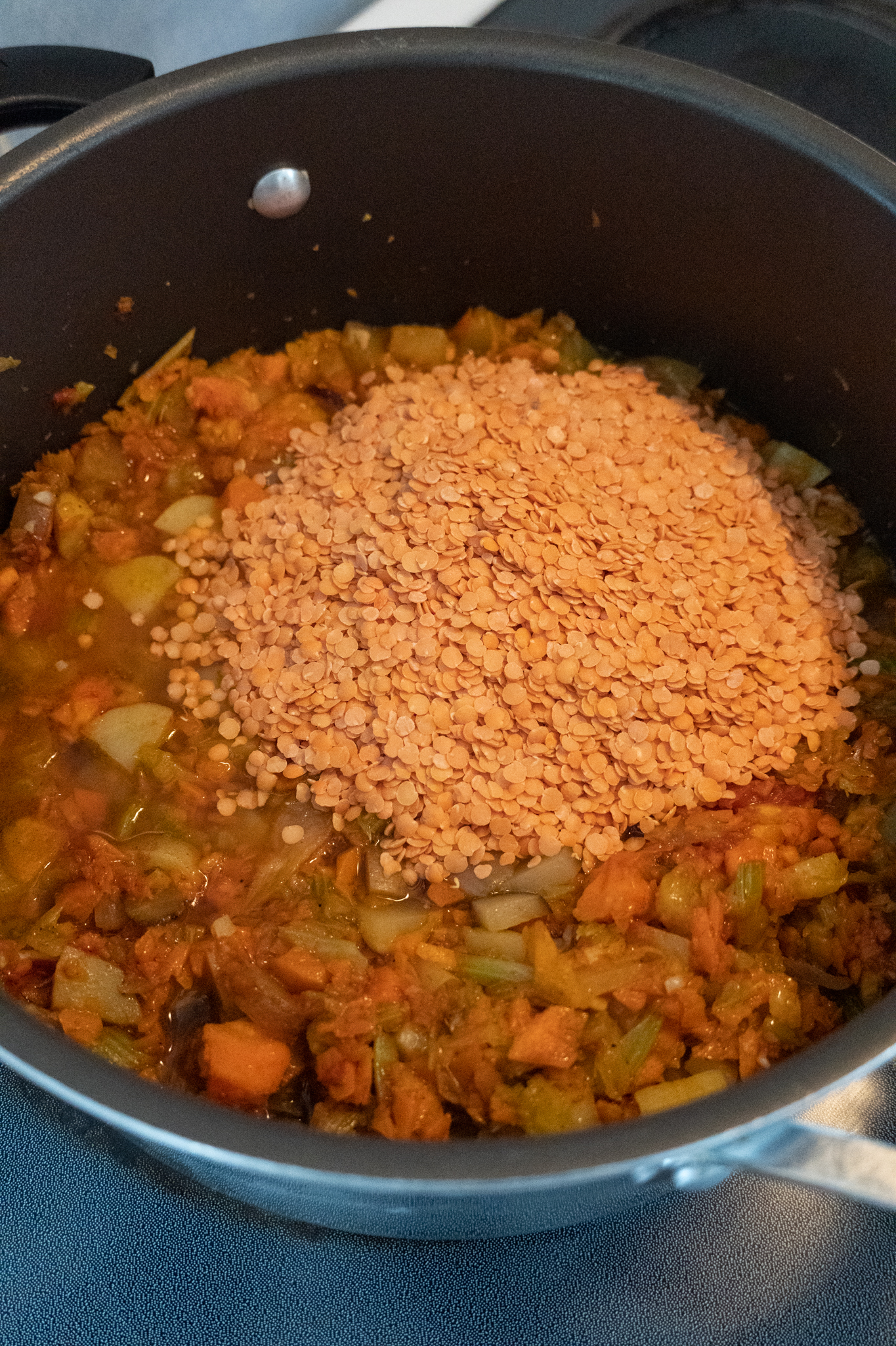 lentils Added To Veggies