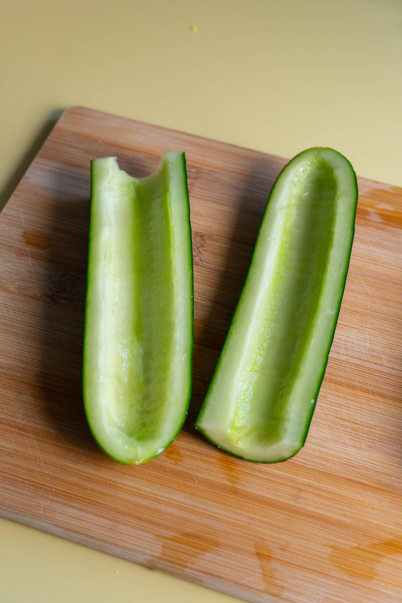 Hallowed out cucumber