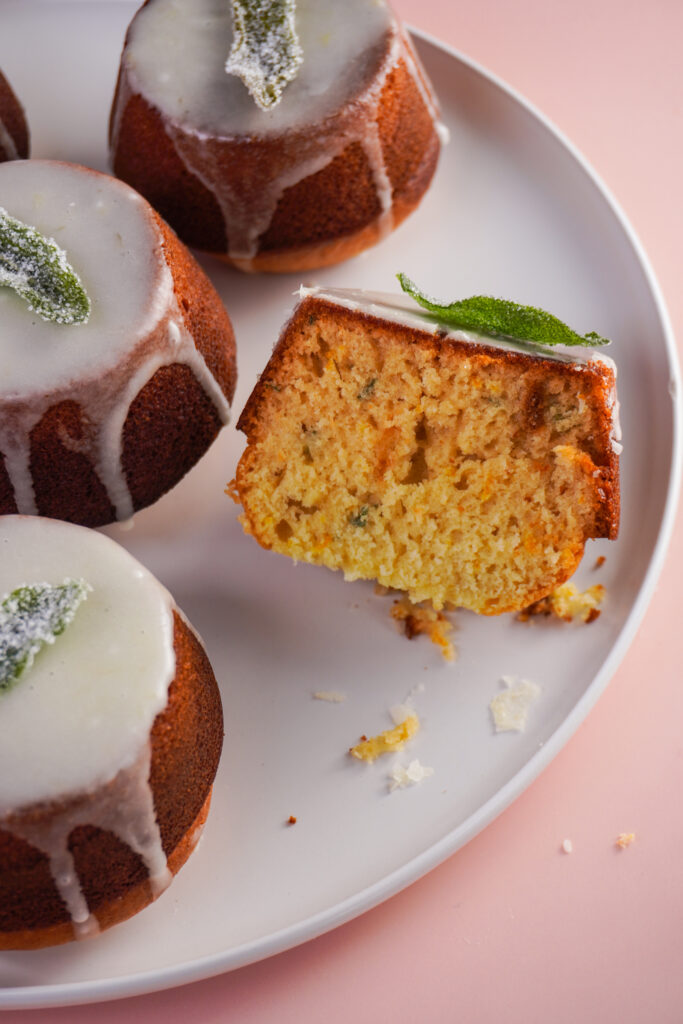 Orange Sage Cakes Cut